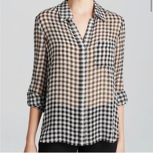 DIANE Von Furstenberg DVF Black & White Silk Blouse